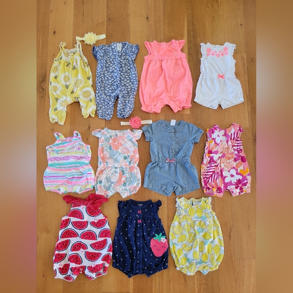 Baby girls size 3 months rompers, jumpers, and headbands - Picture 1 of 3